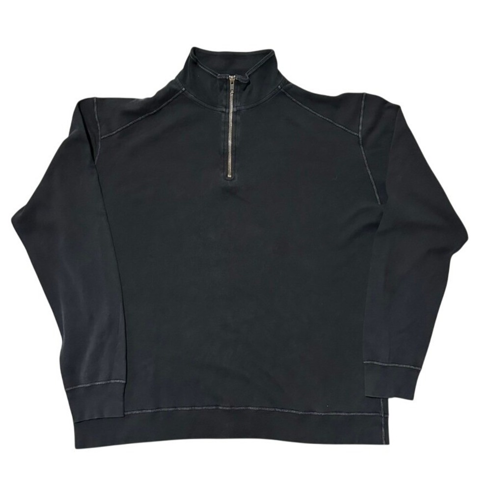 MINERALS Mens L Long‎ Sleeve 1/4 Zip 100% Pima Cotton Black Made USA